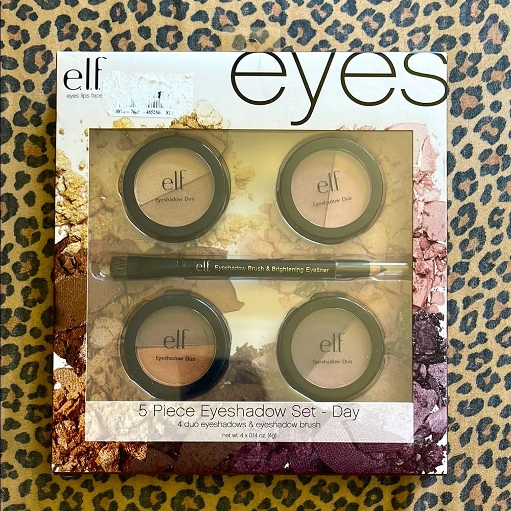 E.L.F Cosmetics Eyeshadow Duo Palettes Brush & Brightening Eyeliner 5 Piece Set